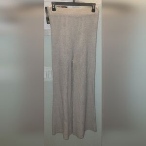 Boohoo Beige Cable Knit Wide Flare Leg Pants Sz Med